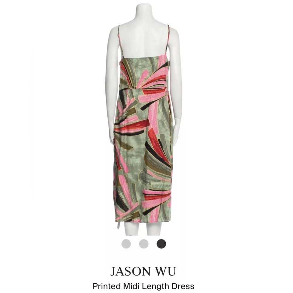 Jason Wu Green Multicolor Abstract Print Linen Bl… - image 3